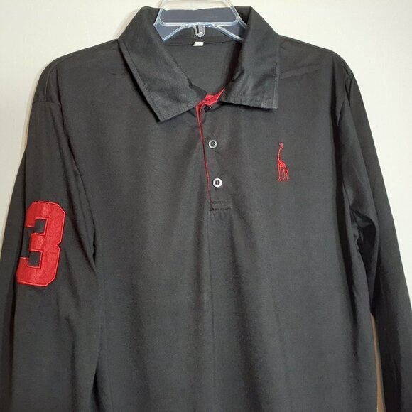 MEN'S Black Long Sleeve Polo XL - Picture 1 of 4